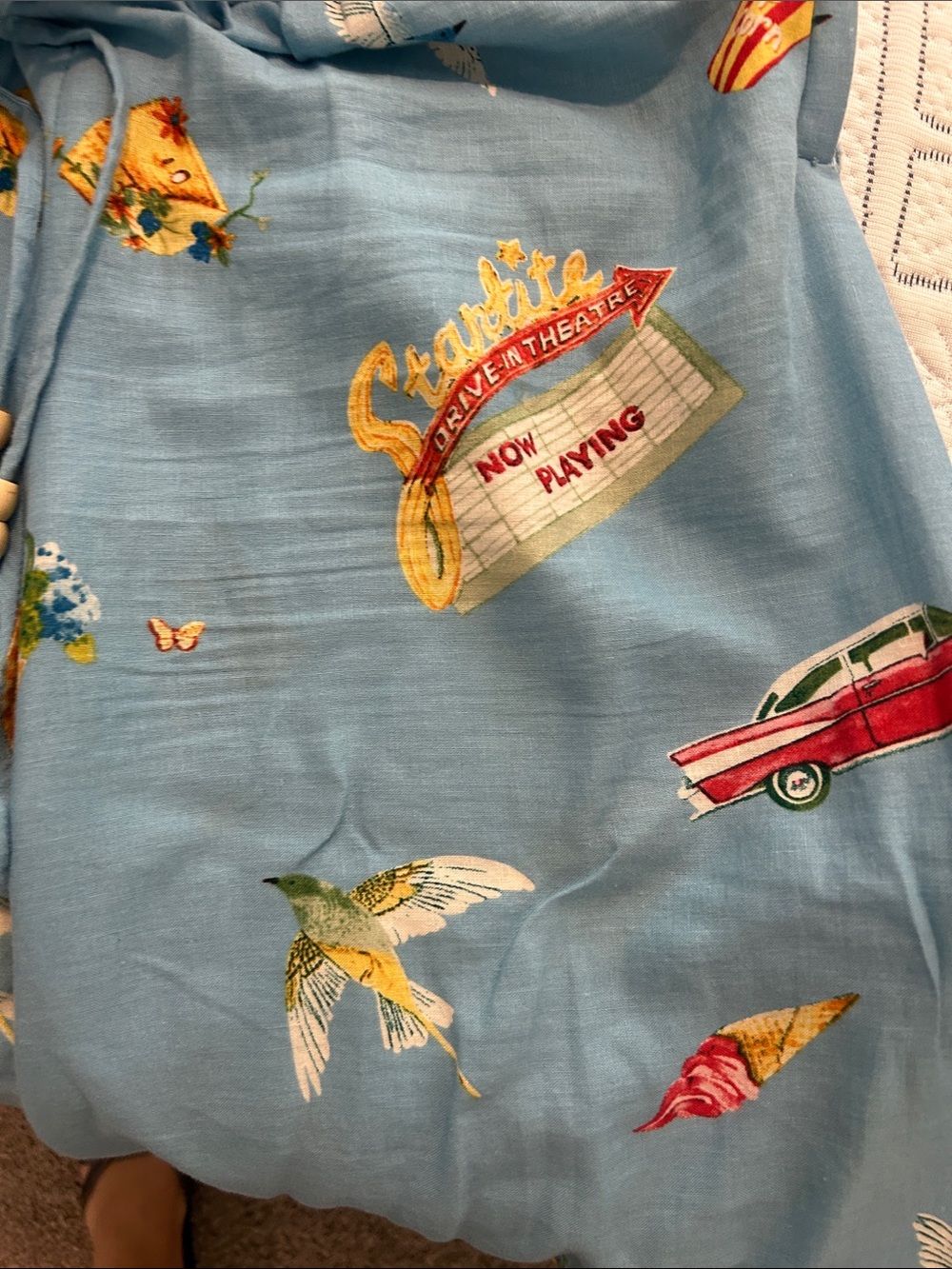 Christian Siriano Light Blue Tropical Popcorn Print Pajama Pants - Picture 3 of 4
